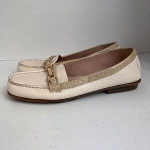 Aerosoles Women's Nuwsreel Cream Ivory Gold Loafers Shoes Size 7 M